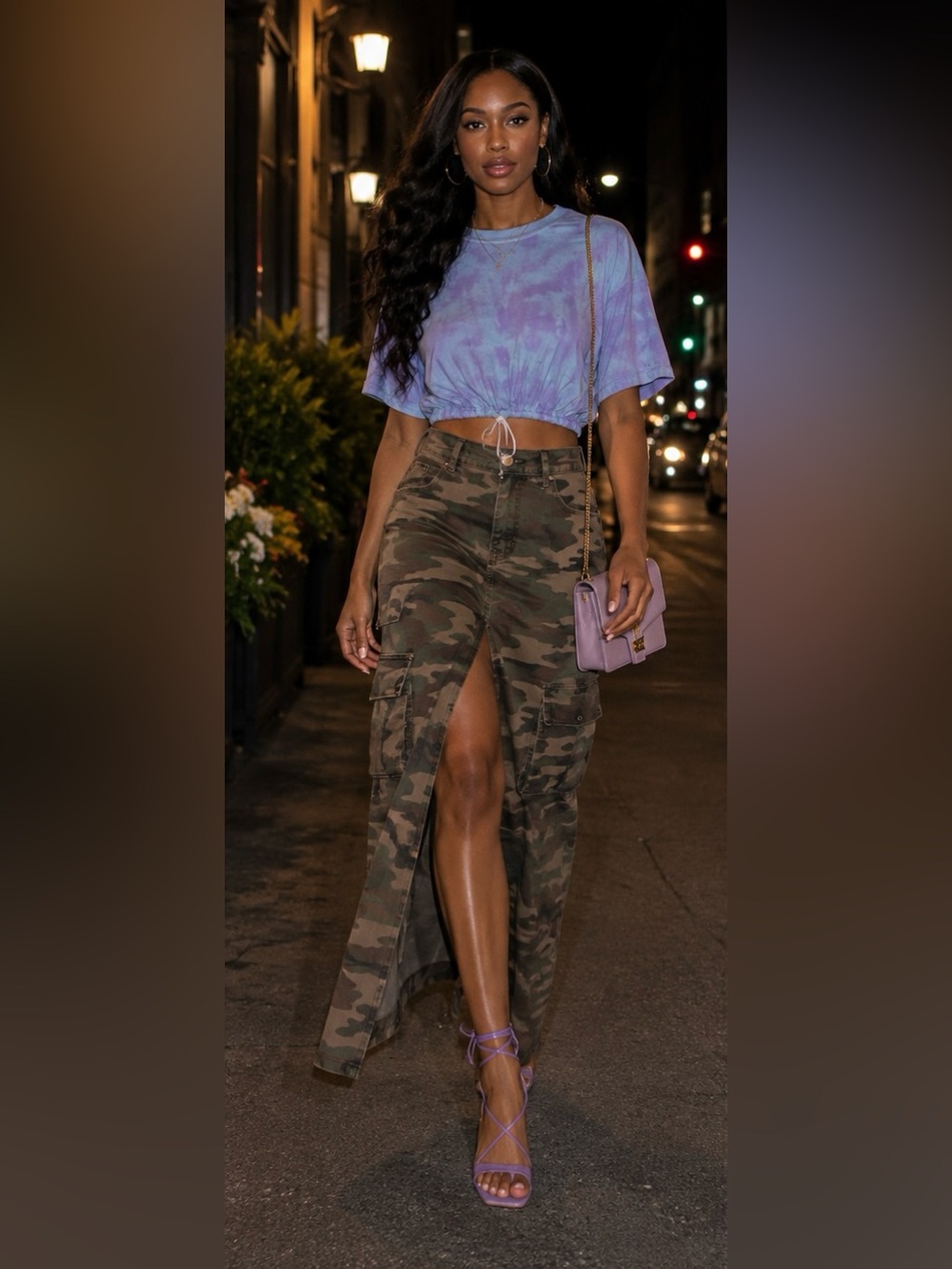 PrettyLittleThing Lavender Tie-Dye Cropped Tee